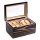 preview thumbnail 3 of 1, Leo Lacquered Ebony Finished Burl Wood Watch Winder And Storage Case Watch Box