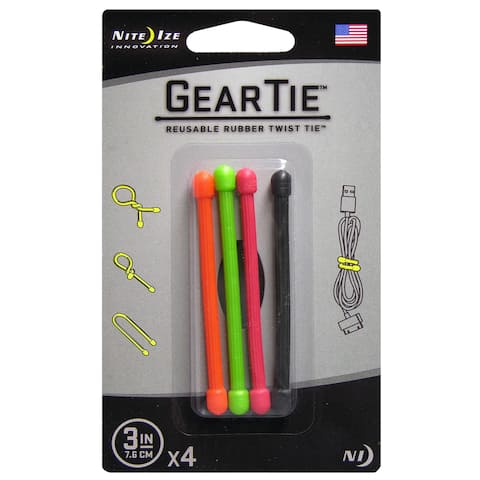 Nite Ize Gear Tie 3 in. L Assorted Twist Ties 4 pk
