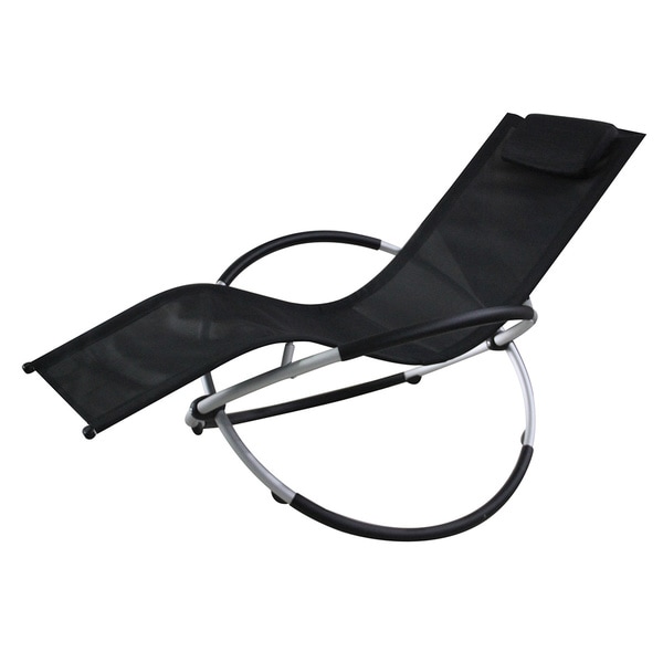 Shop Vanilla Orbit Black Outdoor Rocking Lounge Chair ...