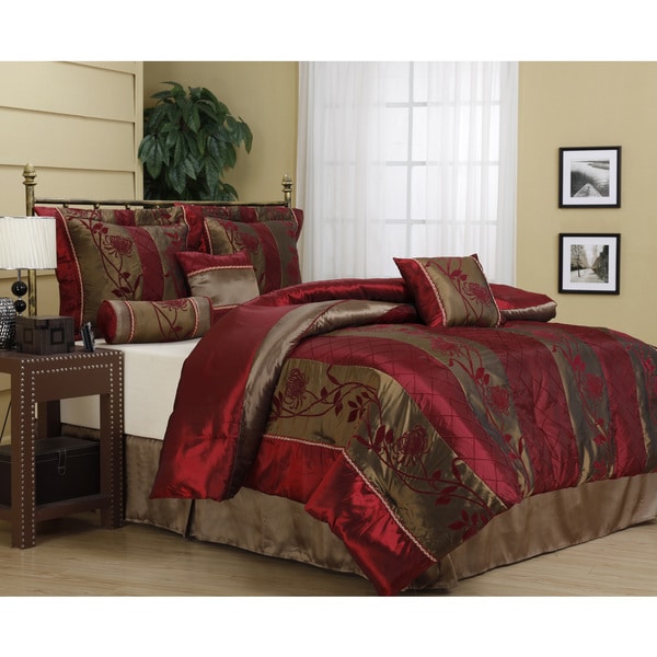 Nanshing Rosemonde 7 Piece Red Gold Comforter Set Free Shipping Today Overstock 18688294