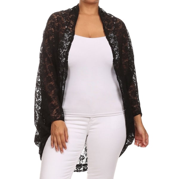MOA Collection Women's Plus-size Floral Lace Cardigan - Free Shipping ...