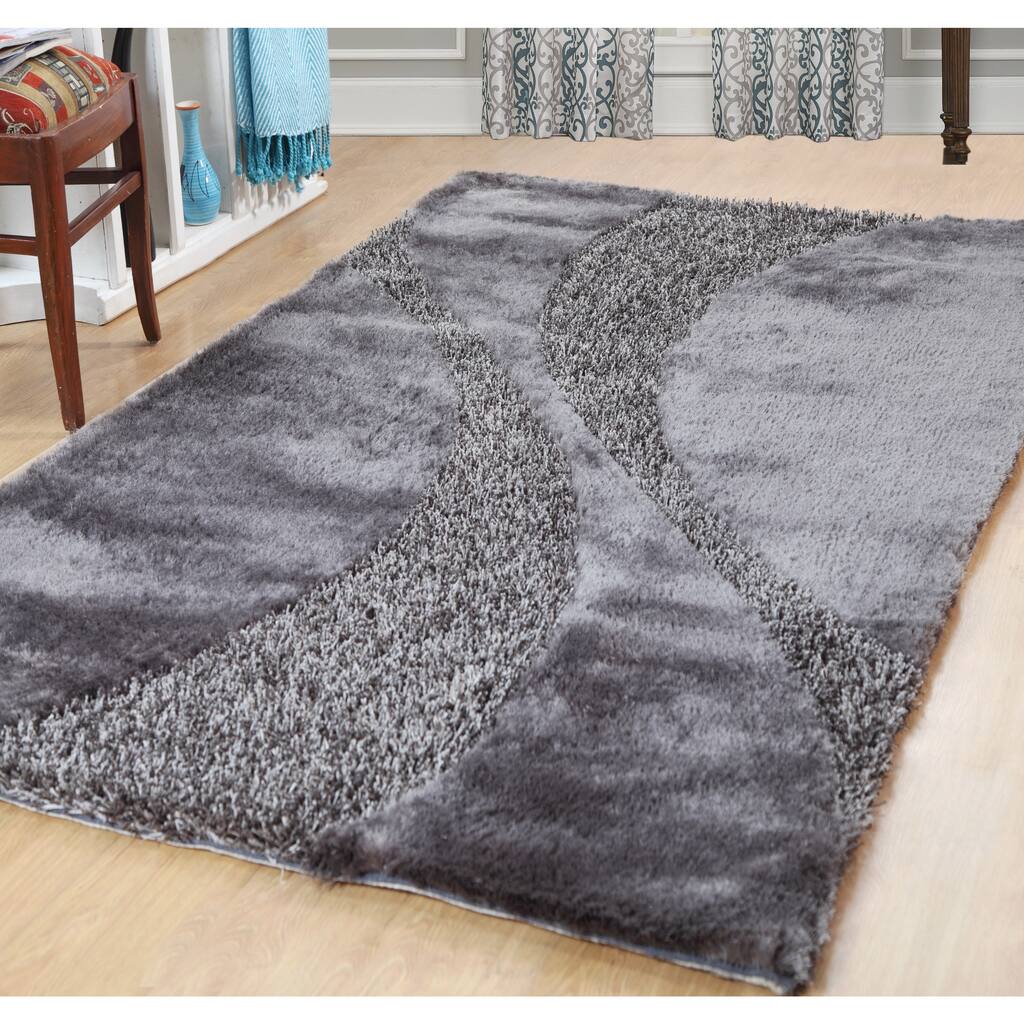 Affinity Home Bela Silver Silken Shag Rug - 5' x 8'