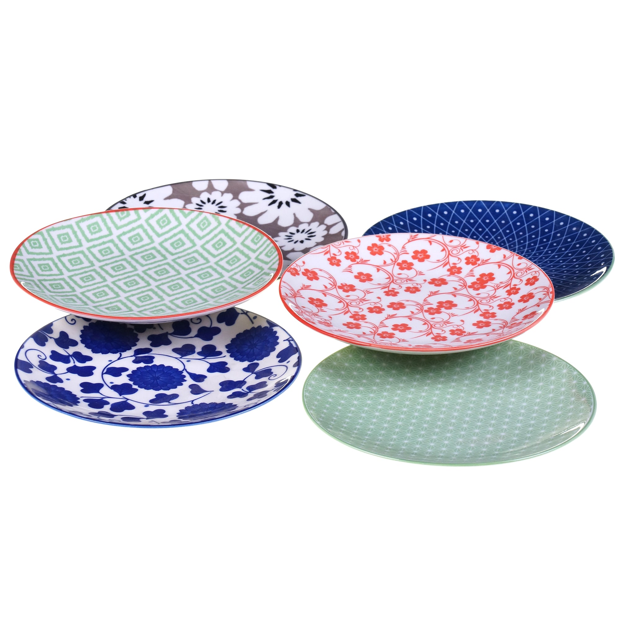 Multicolor Assorted Designs Set of 6 Certified International Corp 23702SET6 Its Just Words Canape Plates