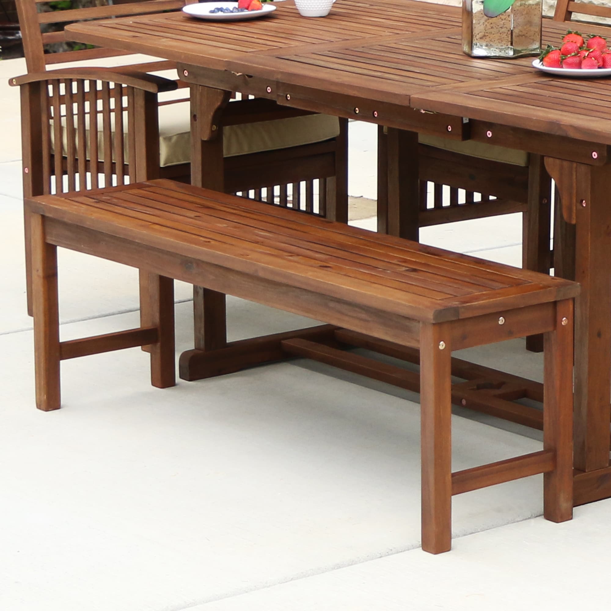 Shop Acacia Wood 53-inch Dark Brown Patio Bench - Free Shipping On