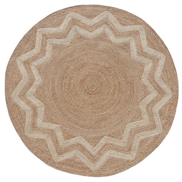 Hand-woven Braided Starburst Designer Round Jute Rug (8' x 8') - 8' x 8'