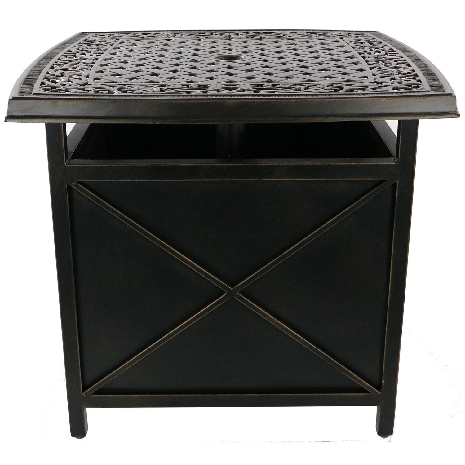 hanover outdoor furniture black patio umbrella base Square Enhance your outdoor space with the Universal 30 lb Hanover Lavallette with Umbrella 7-Piece