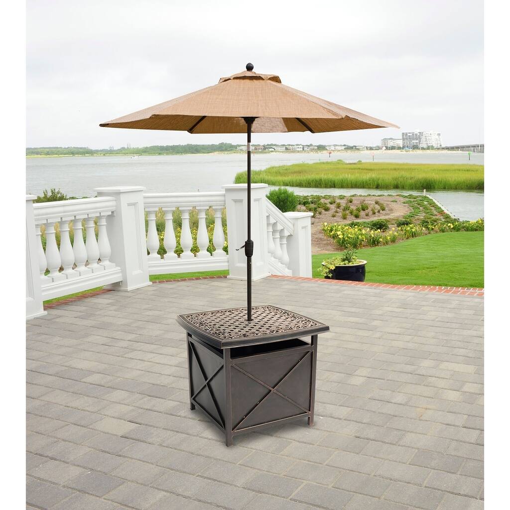 Hanover Traditions Cast-top Side Table and Umbrella Stand