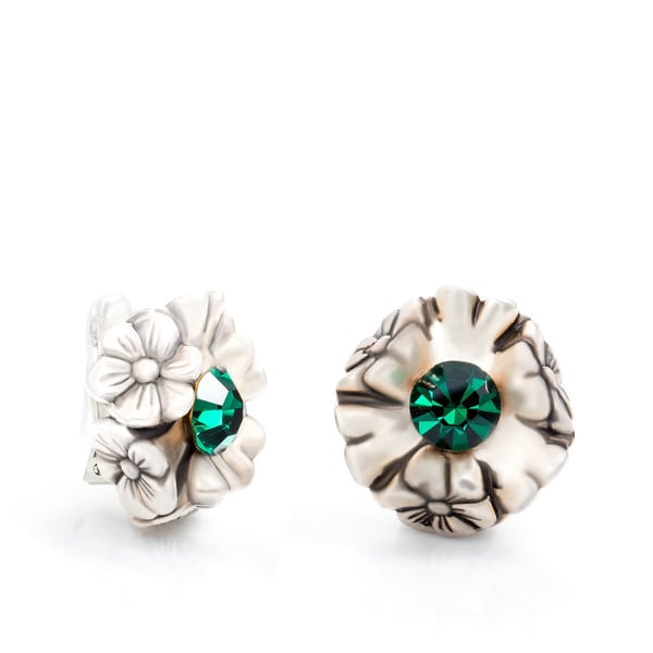 Dabby Reid 14k Gold Over Silver Emrald Green Florette Antique Dabby Reid 14k Gold Over Silver Emrald Green Florette Antique Clip Earrings