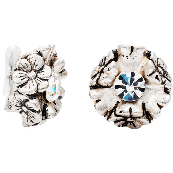 Dabby Reid Florette Diamond Crystal Limited Edition Handmade In Dabby Reid Florette Diamond Crystal Limited Edition Handmade In New York Circa 1988 Antique Clip Earring