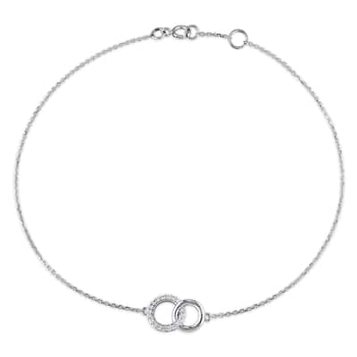 Miadora 14k White Gold 1/10ct TDW Diamond Interlocking Circles Charm Bracelet
