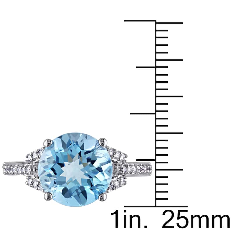 Miadora Signature Collection 14k White Gold Blue Topaz and 1/6ct TDW Diamond Cocktail Ring (G-H, SI1