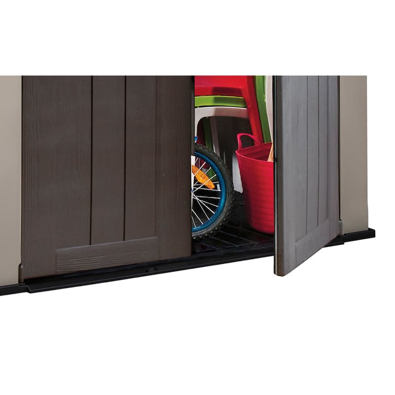 Keter Factor Large 6 x 3 ft. Resin Outdoor Storage Shed With Floor for Patio Furniture and Tools, Taupe Brown