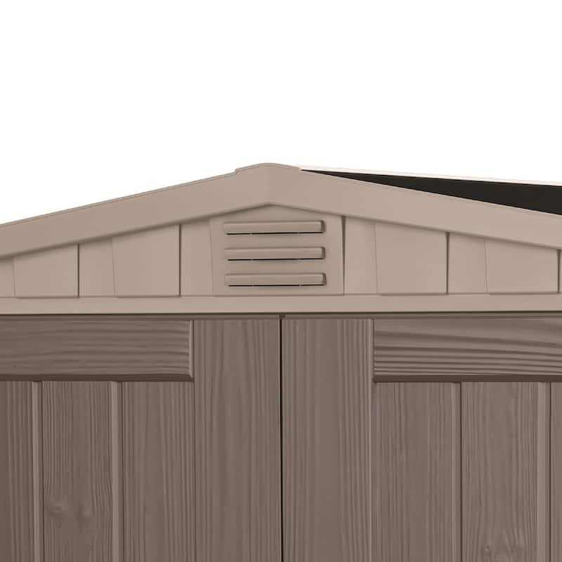 Keter Factor Large 6 x 3 ft. Resin Outdoor Storage Shed With Floor for Patio Furniture and Tools, Taupe Brown