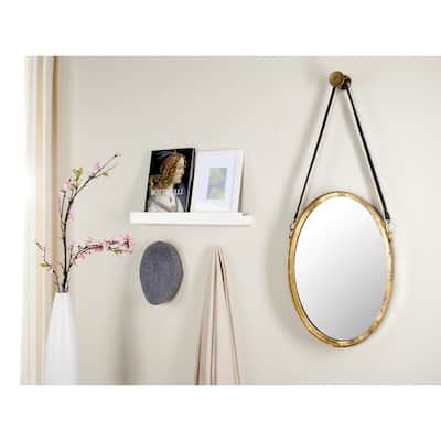 SAFAVIEH Pembroke Strap Antique Gold 40-inch Oval Decorative Mirror - 16" x 40" x 1.5"