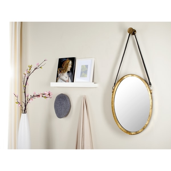 Safavieh Pembroke Strap Antique Gold 40-inch Oval Decorative Mirror - 16" x 40" x 1.5"
