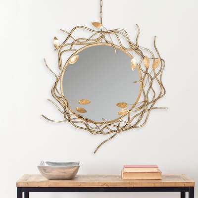 SAFAVIEH Gold Wreath Antique Gold 39-inch Decorative Mirror - 34.5" x 38.5" x 3"