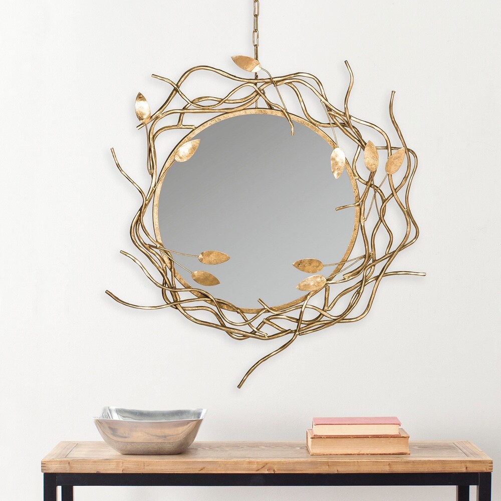 Heritage Framed Round Mirror - Gold Leaf - Wood - 17 / 19 - Simple & Modern Designs - Oval and Round Mirrors