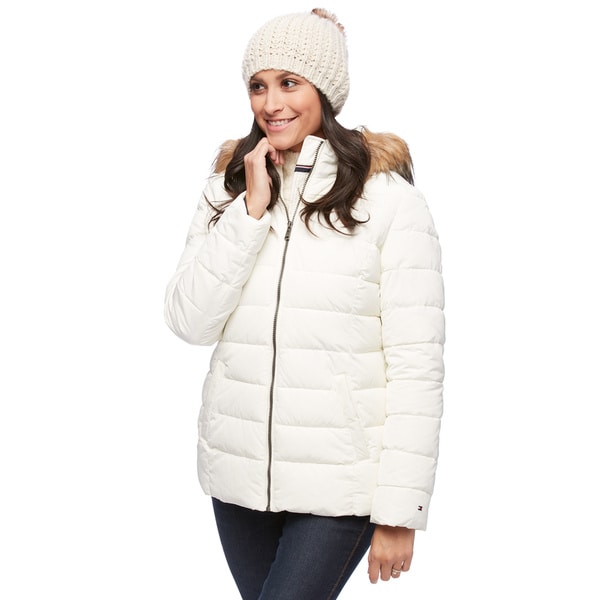 tommy hilfiger hooded down jacket womens