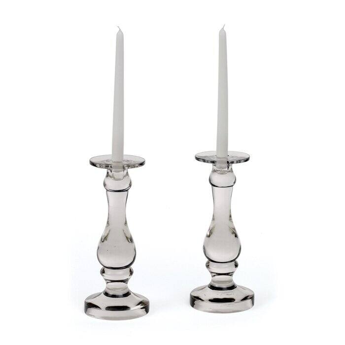 Handblown Glass Traditional Candlesticks (Set of 2)