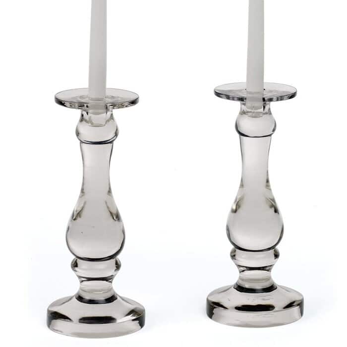 Handblown Glass Traditional Candlesticks (Set of 2)