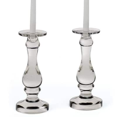 Handblown Glass Traditional Candlesticks (Set of 2)