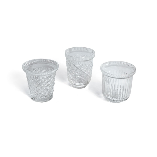 Set of 3 Etched Glass Votives