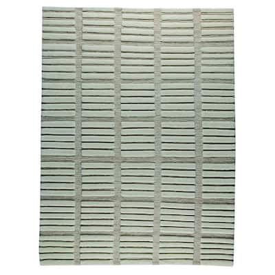 Handmade Indo Piano White Rug (India) - 8'3" x 11'6"