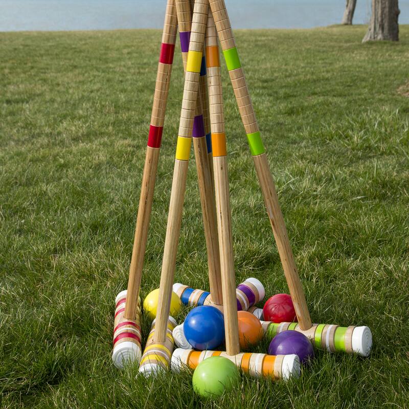 Hey! Play! Complete Croquet Set with Carrying Case Multicolor 3" Ball On Sale Bed Bath