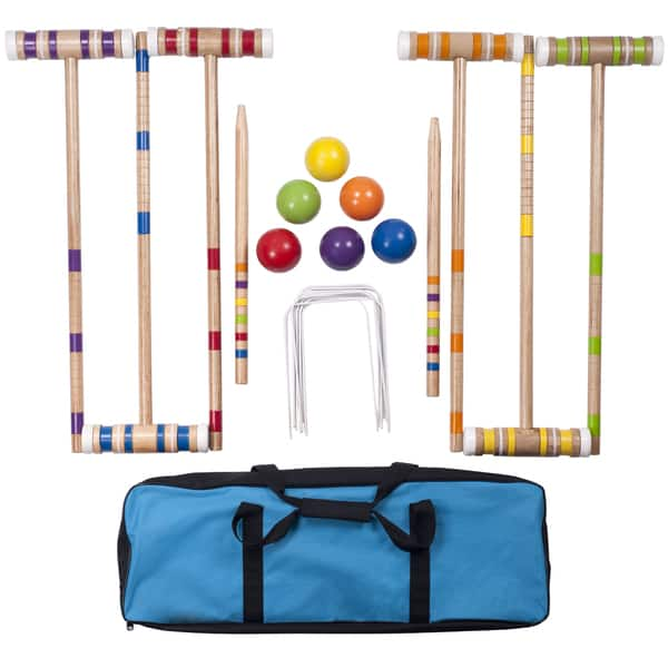 slide 2 of 4, Hey! Play! Complete Croquet Set with Carrying Case - Multicolor - 3" Ball