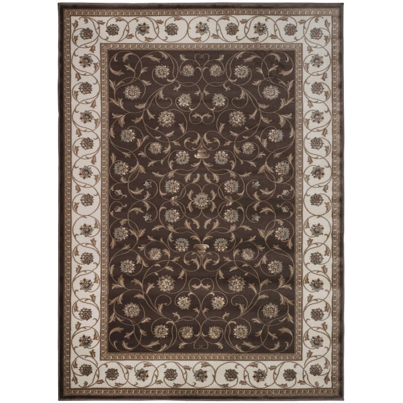 Admire Home Living Plaza Floral Scroll Area Rug - 5'3" x 7'3"/Surplus1 - Brown