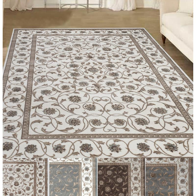 Admire Home Living Plaza Floral Scroll Area Rug