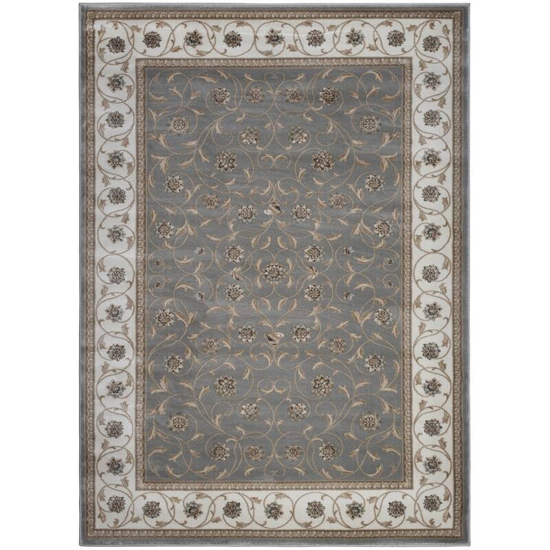 Admire Home Living Plaza Floral Scroll Area Rug - 5'3" x 7'3"/Surplus - Grey