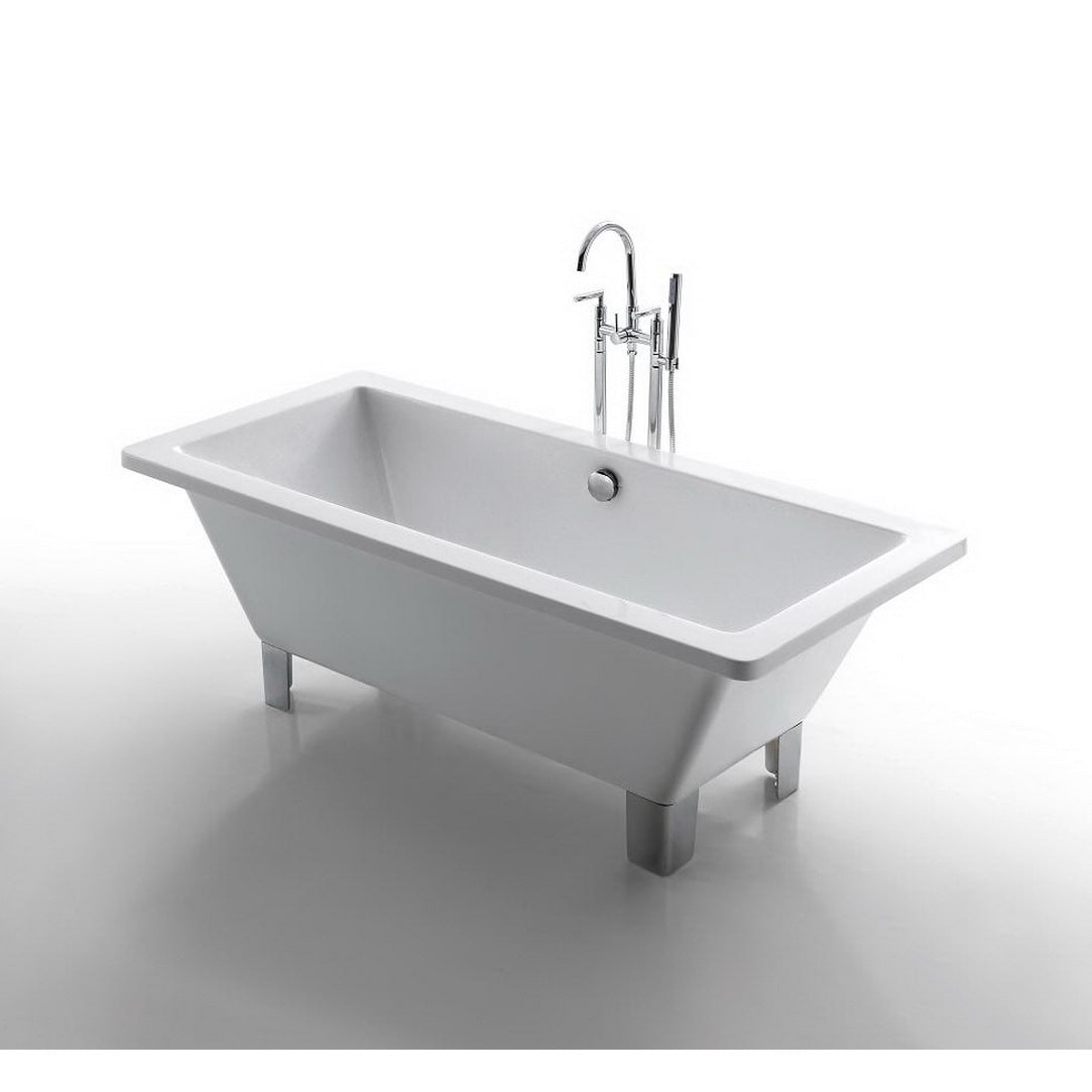 Modern Freestanding 67-inch Acrylic Tub with Square Feet ...