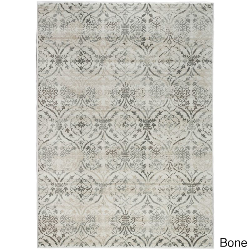 Admire Home Living Plaza Transitional Oriental Distressed Damask Pattern Area Rug - 3'4" x 4'11"/Surplus2 - Bone