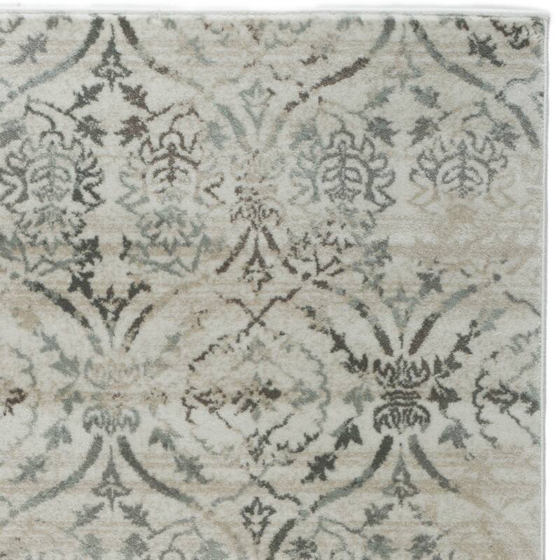 Admire Home Living Plaza Transitional Oriental Distressed Damask Pattern Area Rug