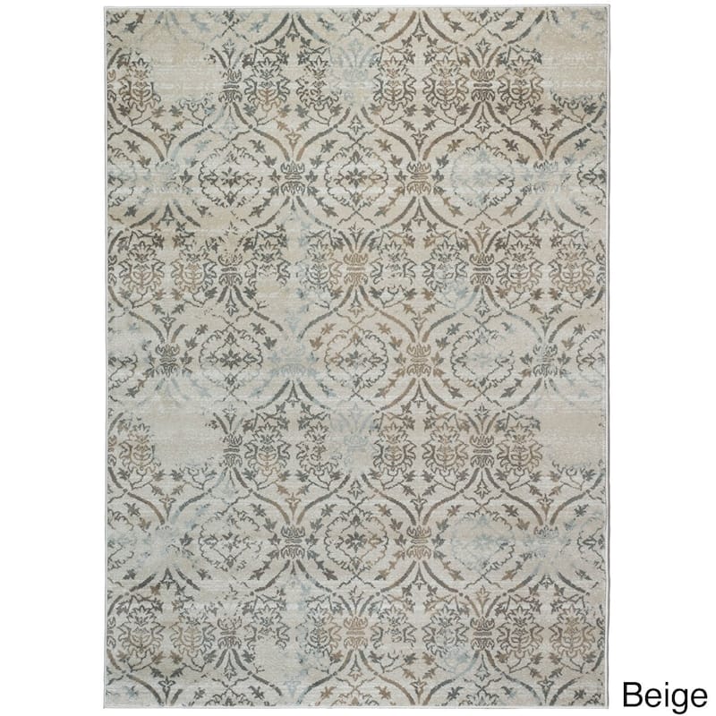 Admire Home Living Plaza Transitional Oriental Distressed Damask Pattern Area Rug - 3'4" x 4'11"/Surplus2 - Beige