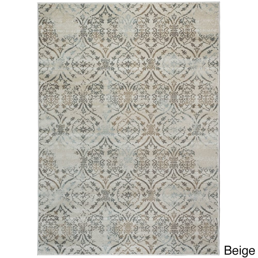 Admire Home Living Plaza Transitional Oriental Distressed Damask Pattern Area Rug