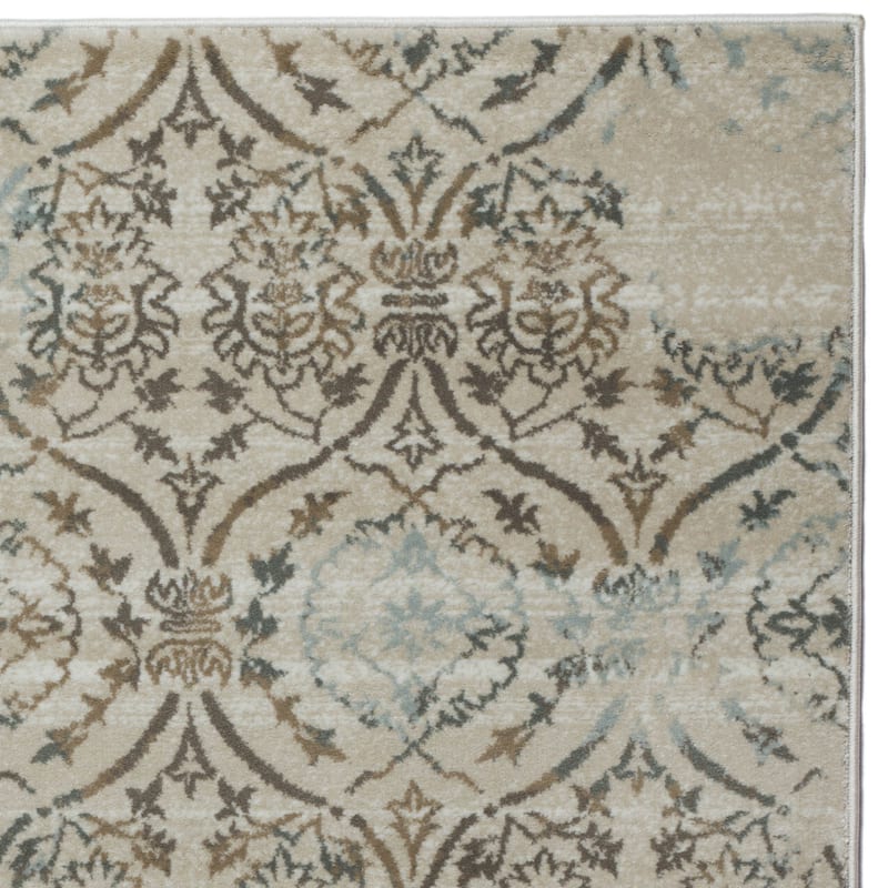 Admire Home Living Plaza Transitional Oriental Distressed Damask Pattern Area Rug