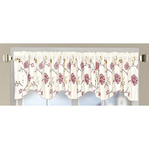 Serenta Embroidery Red/Gold Spring Flower Valance