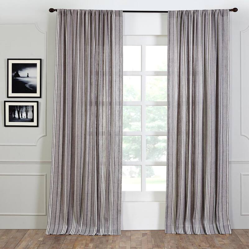 Porch & Den Blakeley Linen French Stripe 96-inch Curtain Panel