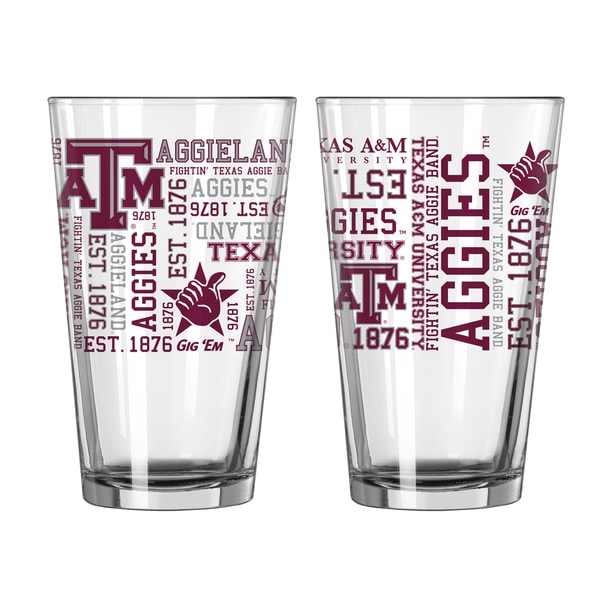 Texas A&M Aggies 16-Ounce Spirit Pint Glass Set. Opens flyout.