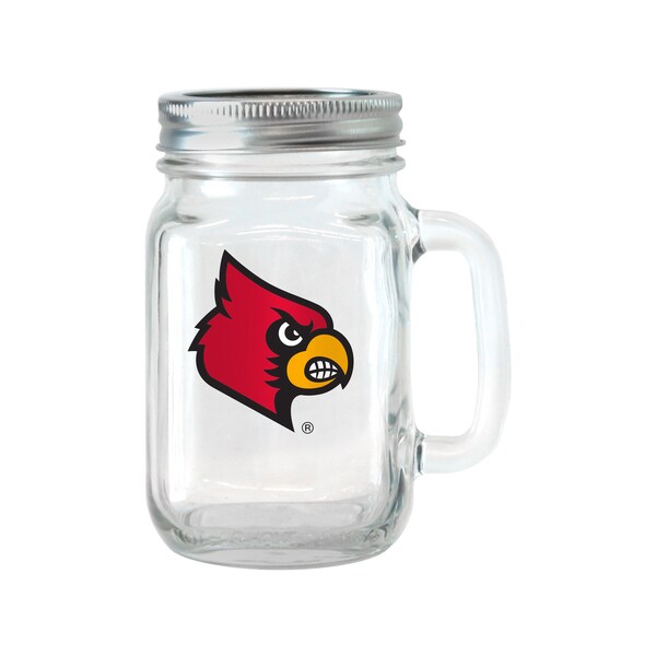 Louisville Cardinals 16-ounce Glass Mason Jar Set