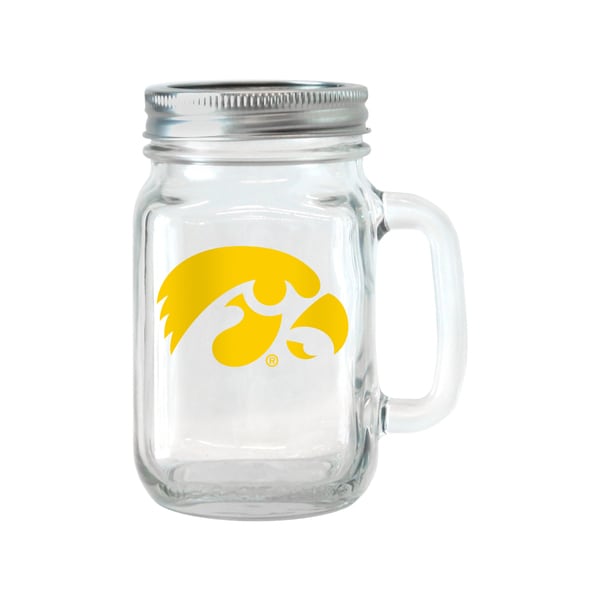 Iowa Hawkeyes 16-ounce Glass Mason Jar Set