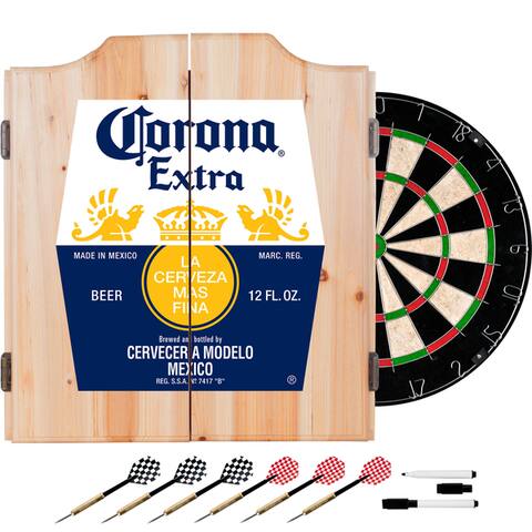 Corona Dart Board Set with Cabinet - Label