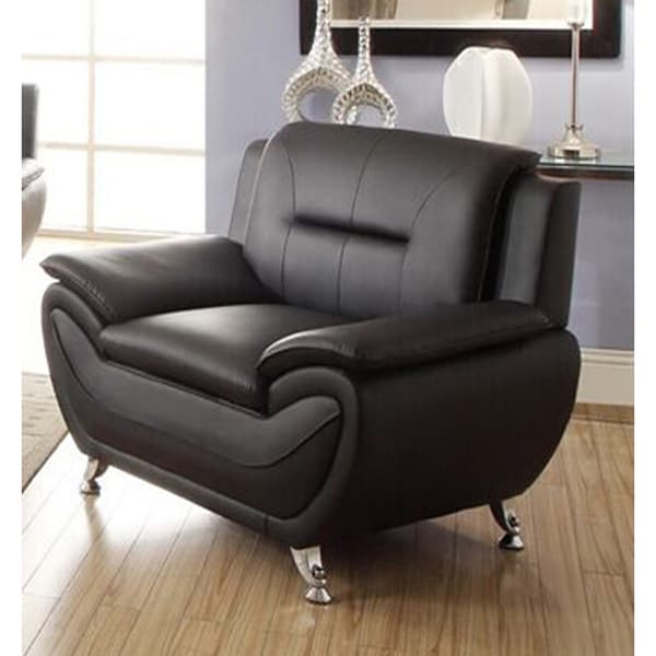 Shop Alice Black Faux Leather Modern Living Room Chair - Free Shipping