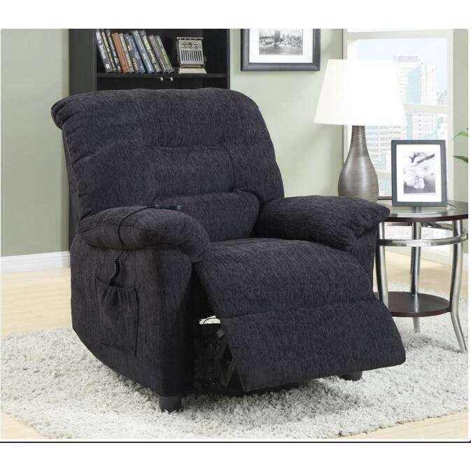 Leeman Grey Chenille Power Lift Recliner