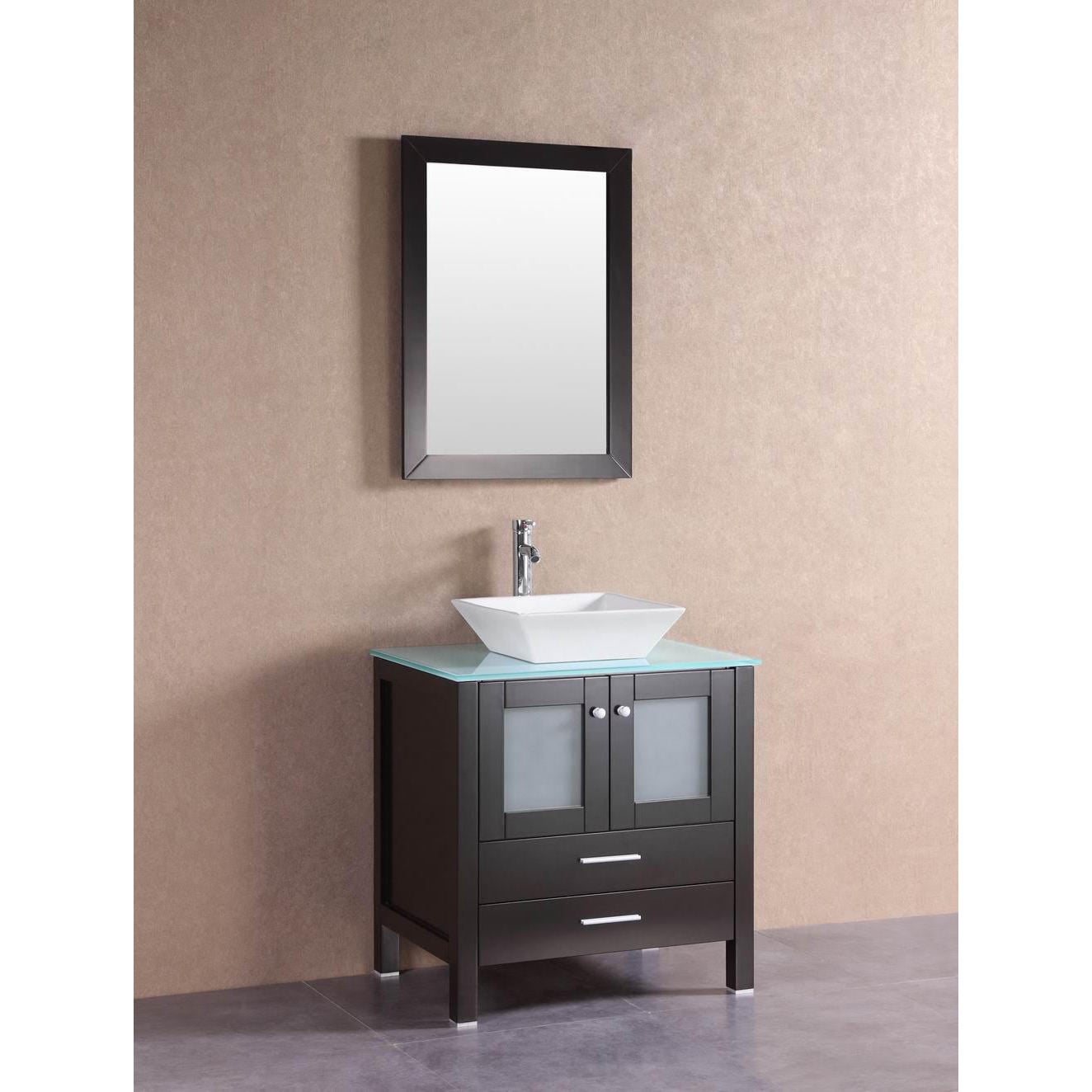 36 Inch Modern Espresso Bathroom Vanity With Glass Top Vessel Sink Tools Home Improvement Kitchen Bath Fixtures Vit Edu Au