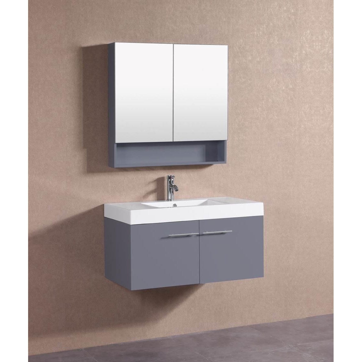 Belvedere Modern Dark Grey Floating 36 Inch Bathroom Vanity Belvedere Modern Dark Grey Floating 36 Inch Bathroom Vanity