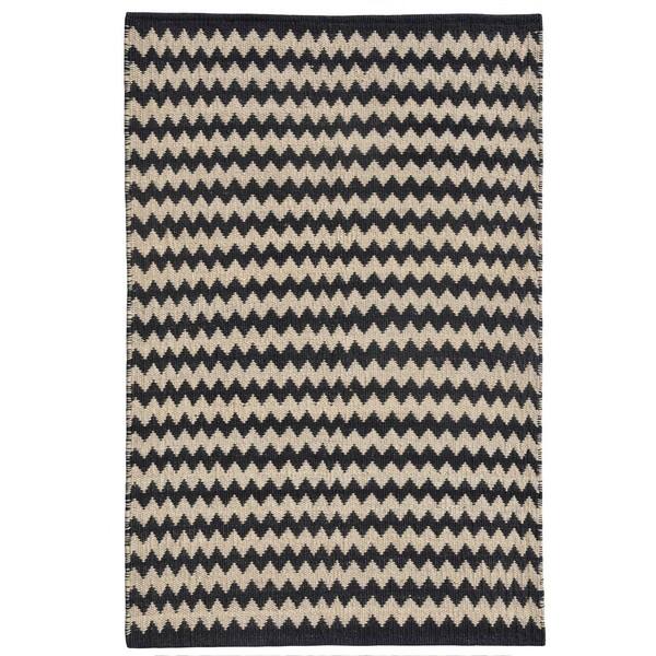Chevron Black/Ivory Handwoven Jute Rug 8' x 11' Overstock 11800453