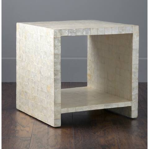 East At Main's Kalani Off-White Cube Capiz Accent Table